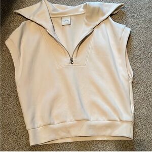Varley Sleeveless Zip-Neck Top in Light Cream